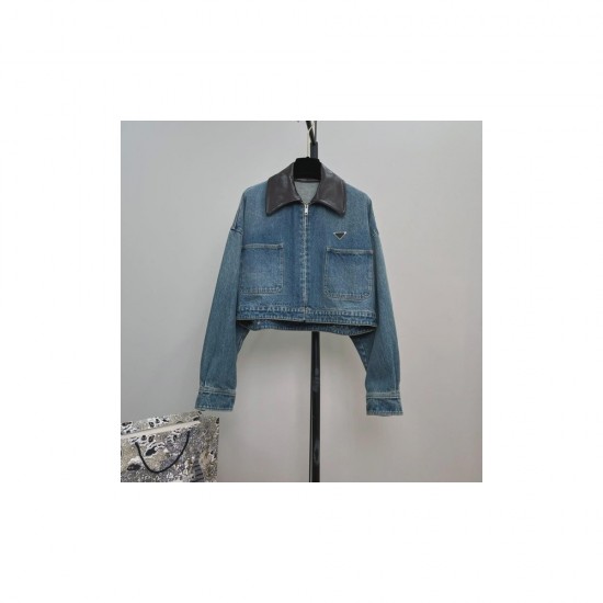 Distressed Zip-Front Denim Jacket